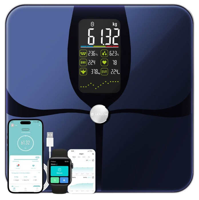 Cantar De Grasimi Corporale Lepulse F4 Pro, Reincarcabil, Afisaj Mare, Cantar Cu Grasime Corporala Si Masa Musculara, Cantar Personal Cu Analiza Grasimilor Corporale, Tendinta, Cantar Corporal Cu App, Cantar Personal, 22 De Masuratori Corporale