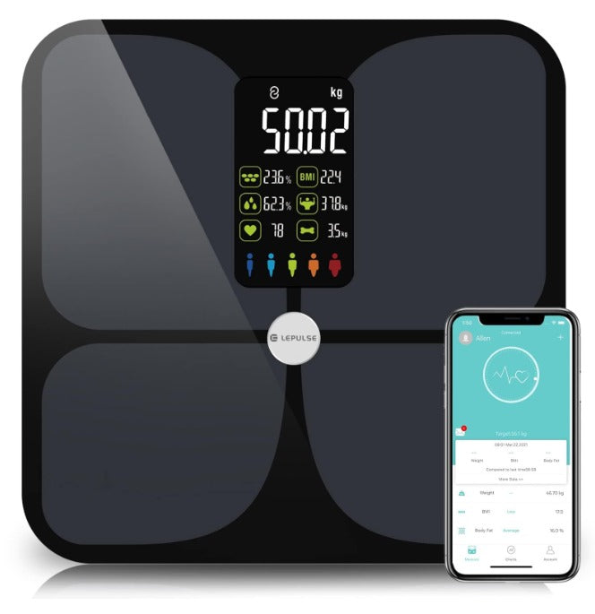 Cantar De Grasime Corporala Lepulse Lescale F4, Cantar Cu Grasime Corporala Si Masa Musculara, Cantar Personal Cu Analiza Grasimilor Cantar De Analiza Corporala, Cantar De Ultraprecizie, Tendinta, Afisaj Mare, 15 Masuratori Corporale grasime corporala