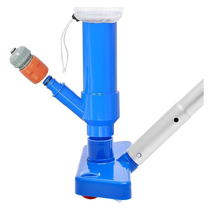 Aspirator pentru piscina, cu perie si 4 tije detasabile din aluminiu, cap de aspirare cu sac pentru frunze