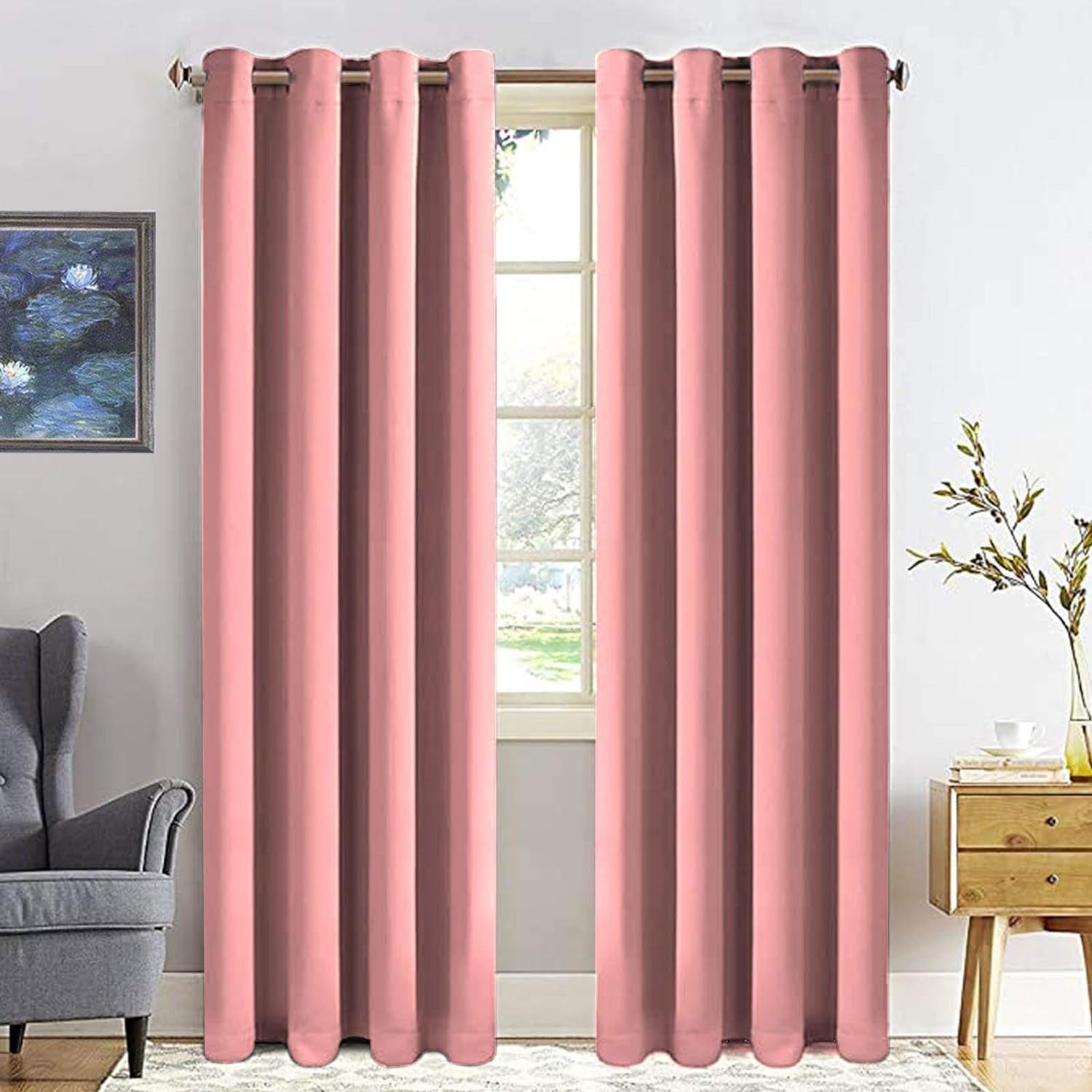 Set de 2 Draperii PONY DANCE, Opace, cu inele, 140 x 175, Roz-Deschis