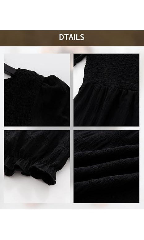 Rochie lunga BebreezChic, eleganta, maneci scurte, decolteu rotund, croiala in A, marimea M, culoare negru