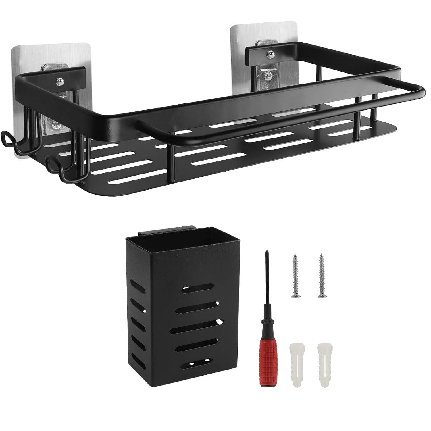 Raft suspendat EXLECO pentru baie/ bucatarie, 36.5 x 12.5 cm, Metal, culoare Negru