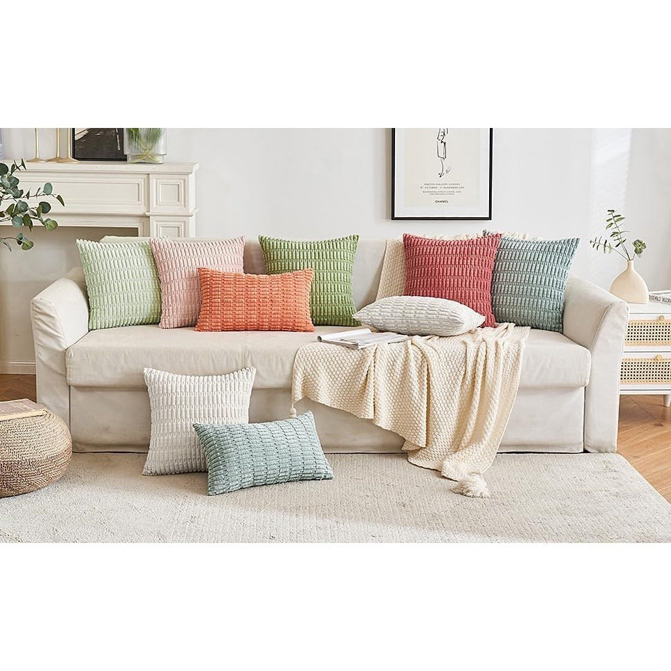 Set de 2 Huse decorative EMEMA, Catifea, 40 x 40 cm, culoare Bej