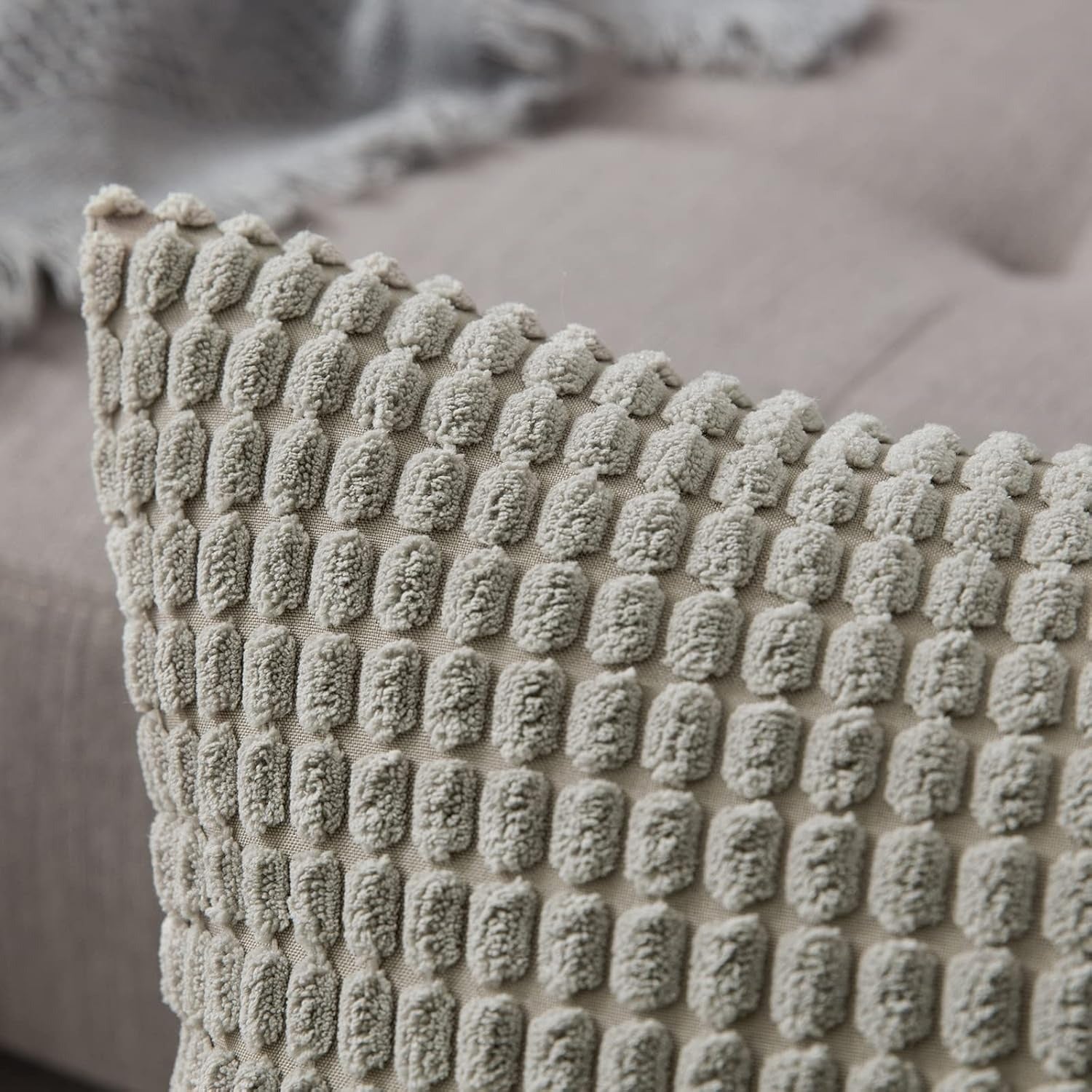 Set de 2 Huse decorative EMEMA, Poliester, 40 x 40 cm, culoare Gri deschis