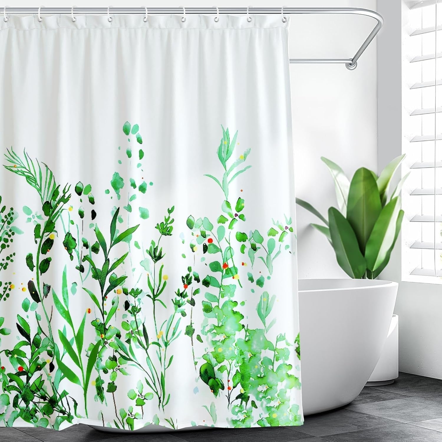 Perdea de Dus PHANPINT, 180x150 cm, Anti-mucegai, Impermeabila, Poliester, Agatatori Incluse, culoare verde deschis