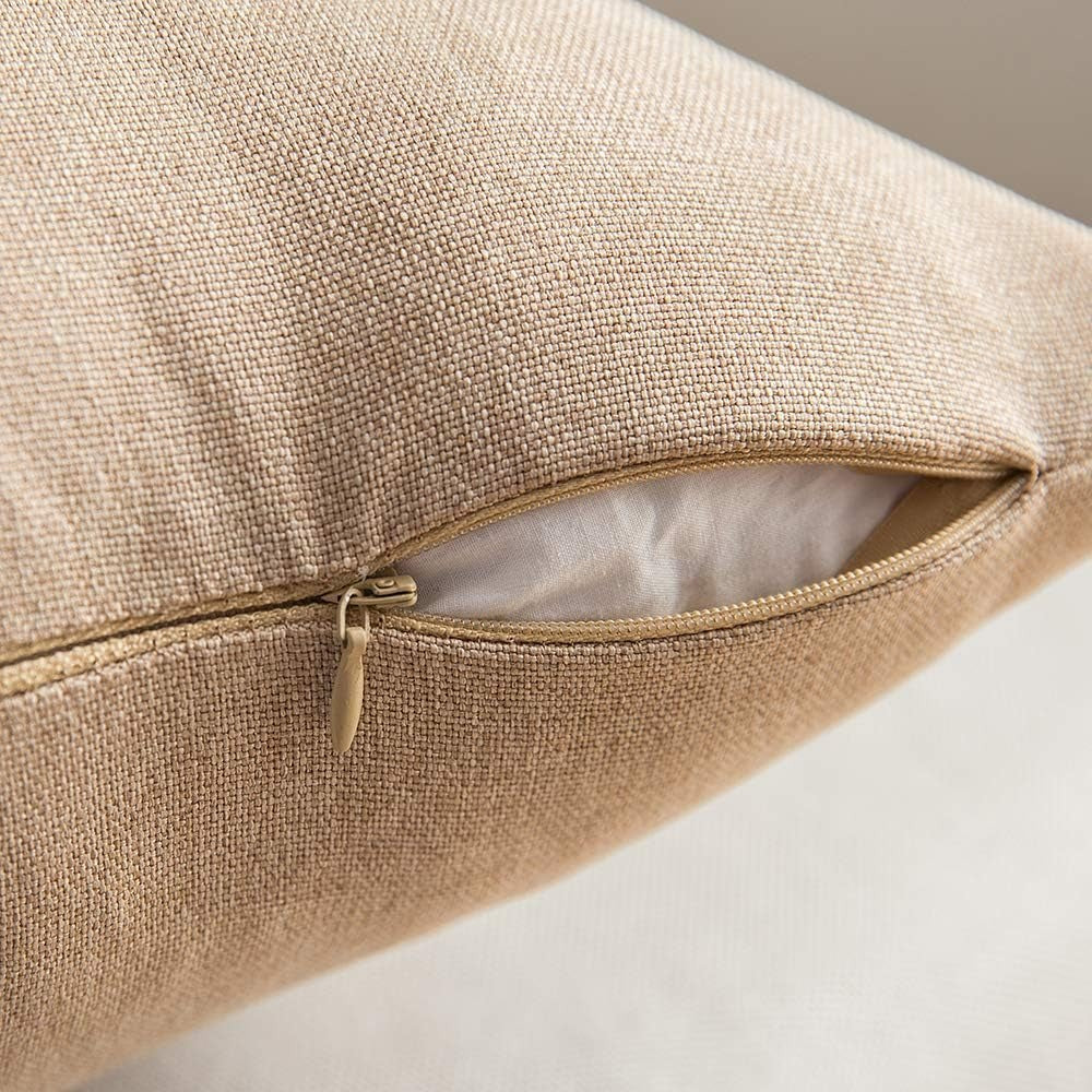 Set de 2 huse de perna MIULEE, 45x45 cm, poliester, decorative, fermoar, culoare maro deschis