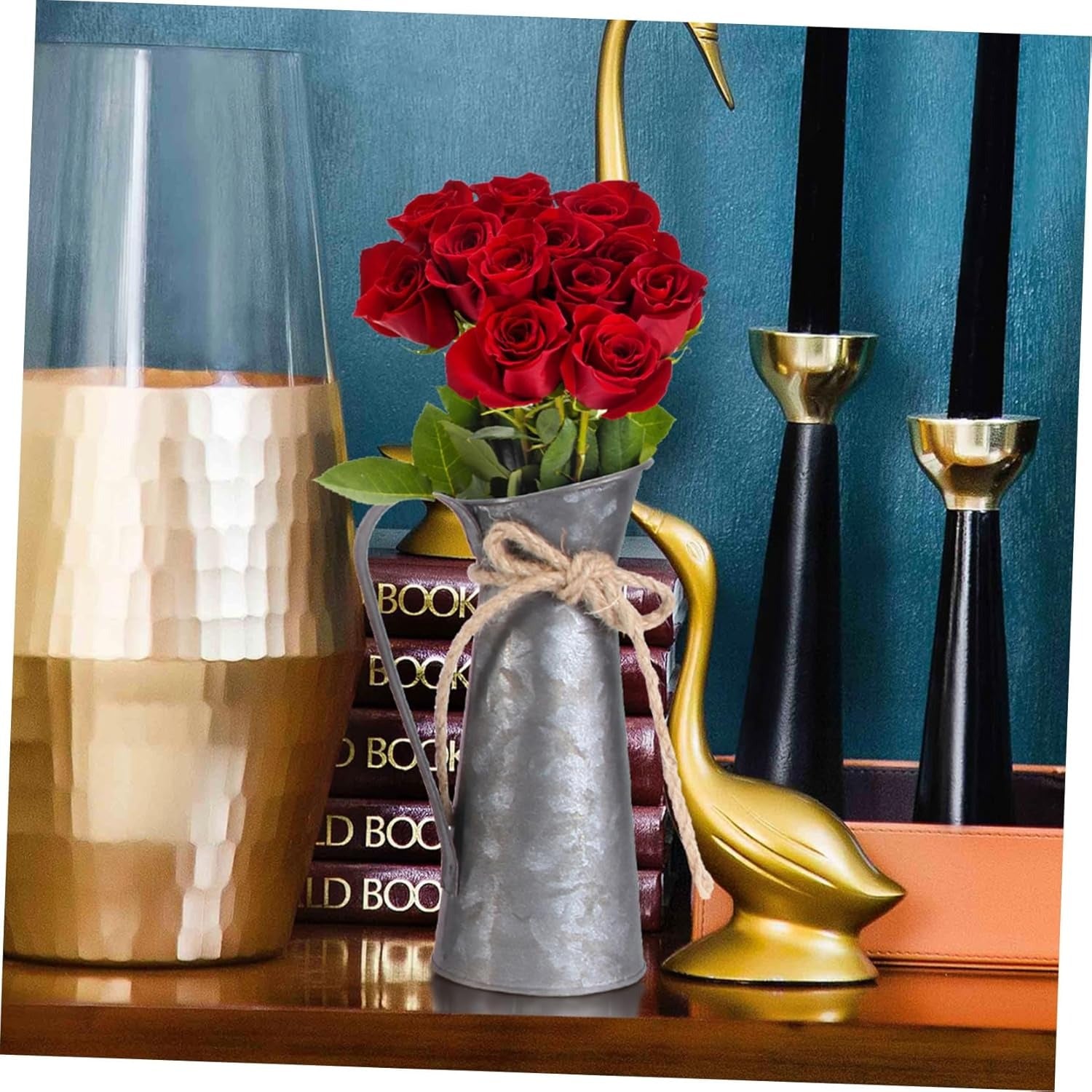 Set 3 vaze decorative vintage Hemoton, 19x10 cm, stil rustic, metalice