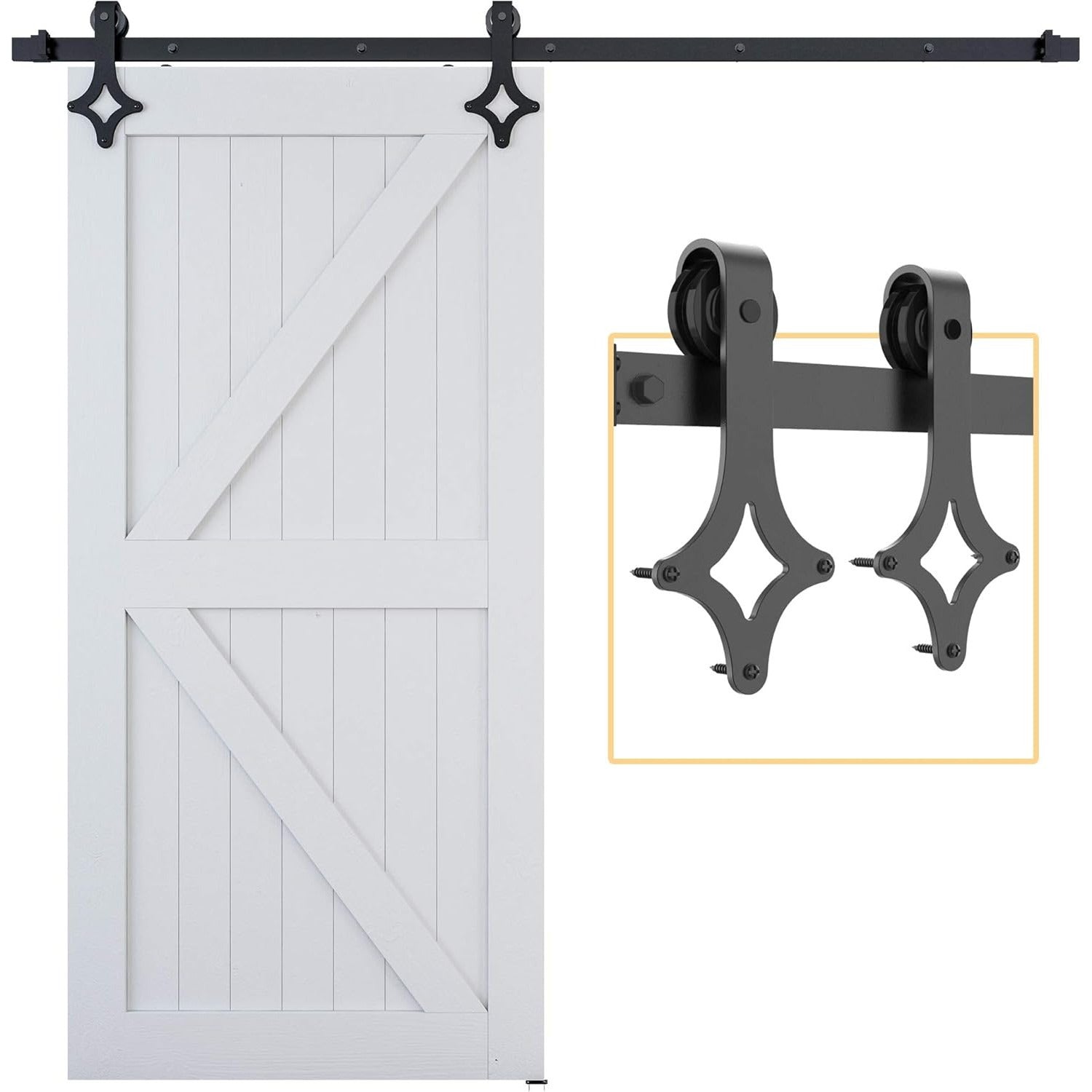 Sistem usa glisanta SKYSEN, 150 cm, otel carbon, design rombic, set complet cu sina si accesorii, max 120kg, negru