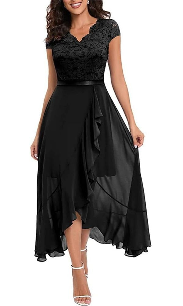 Rochie eleganta Bbonlinedress, marimea XL, dantela, lunga, culoare neagra