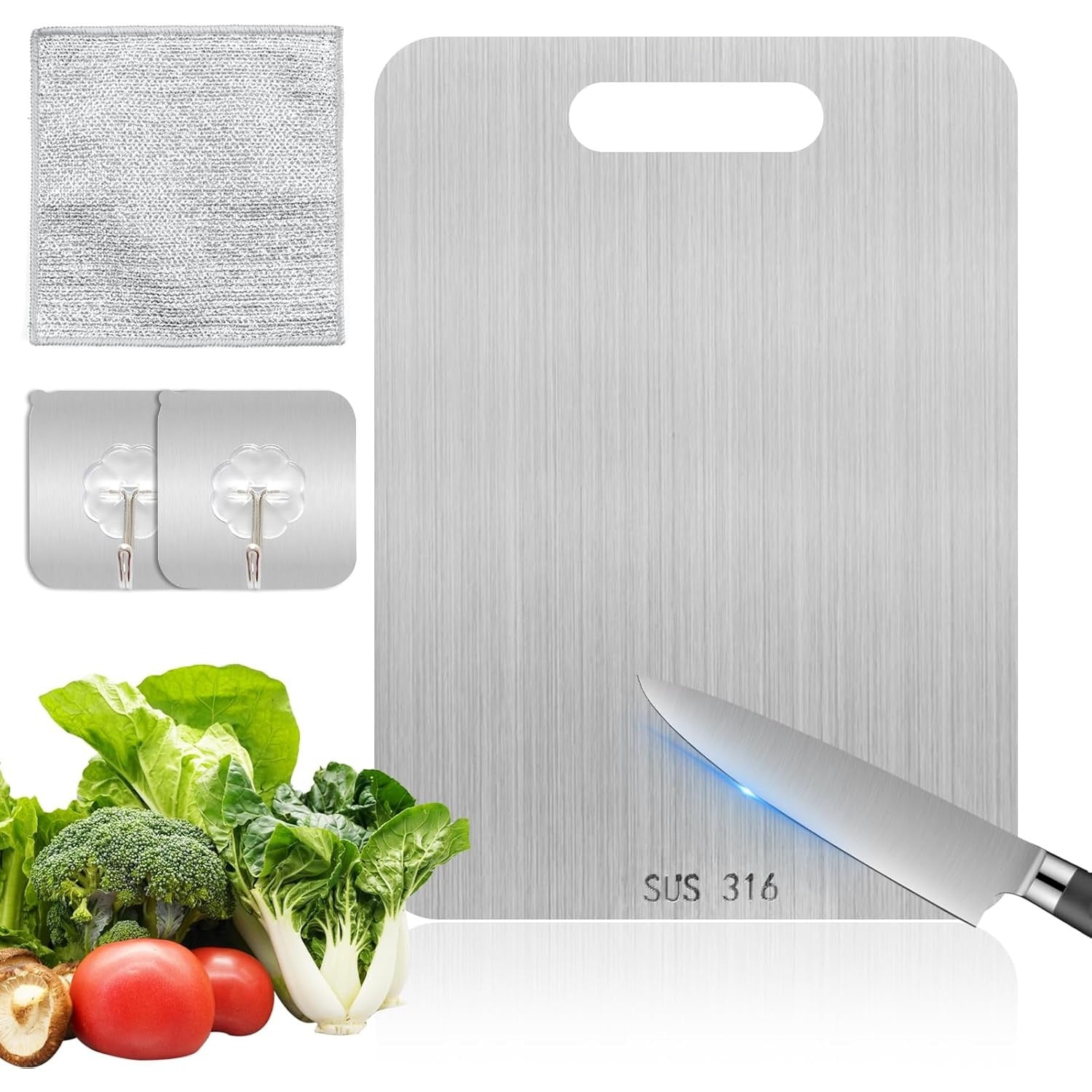 Tocator bucatarie Raxfekro, titan S316, 28x39 cm, antibacterian, usor de curatat