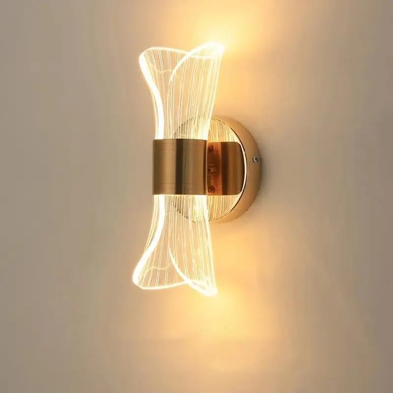 Aplica LED DELIPOP, 12W, 22x10x9 cm, 3 temperaturi de culoare 3000K/ 4500K/ 6500K, design modern hourglass, acril si metal, aurie