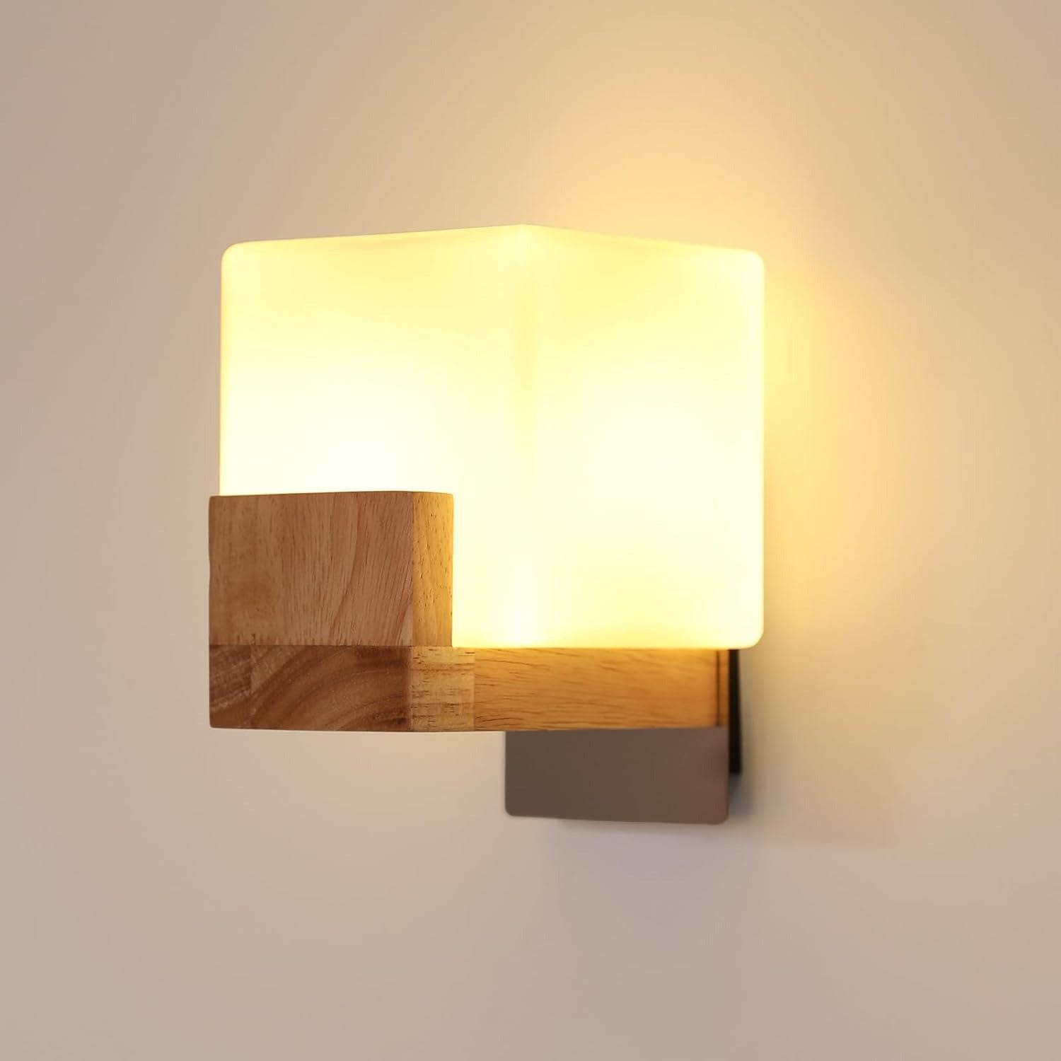 Aplica DELIPOP, lemn si sticla, 3 culori reglabile, 3000K/4500K/6500K, dimabila, stil modern, culoare alb si natur