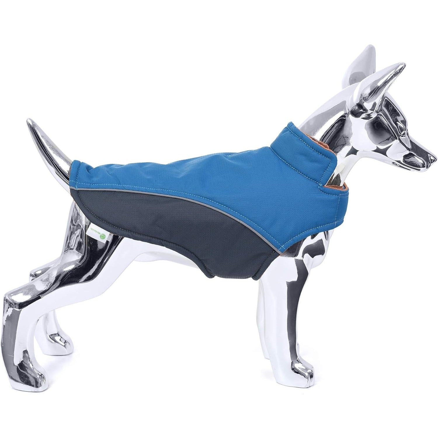 Haina impermeabila pentru caini Mile High Life, XXS, interior fleece, benzi reflectorizante si inchidere velcro, albastru