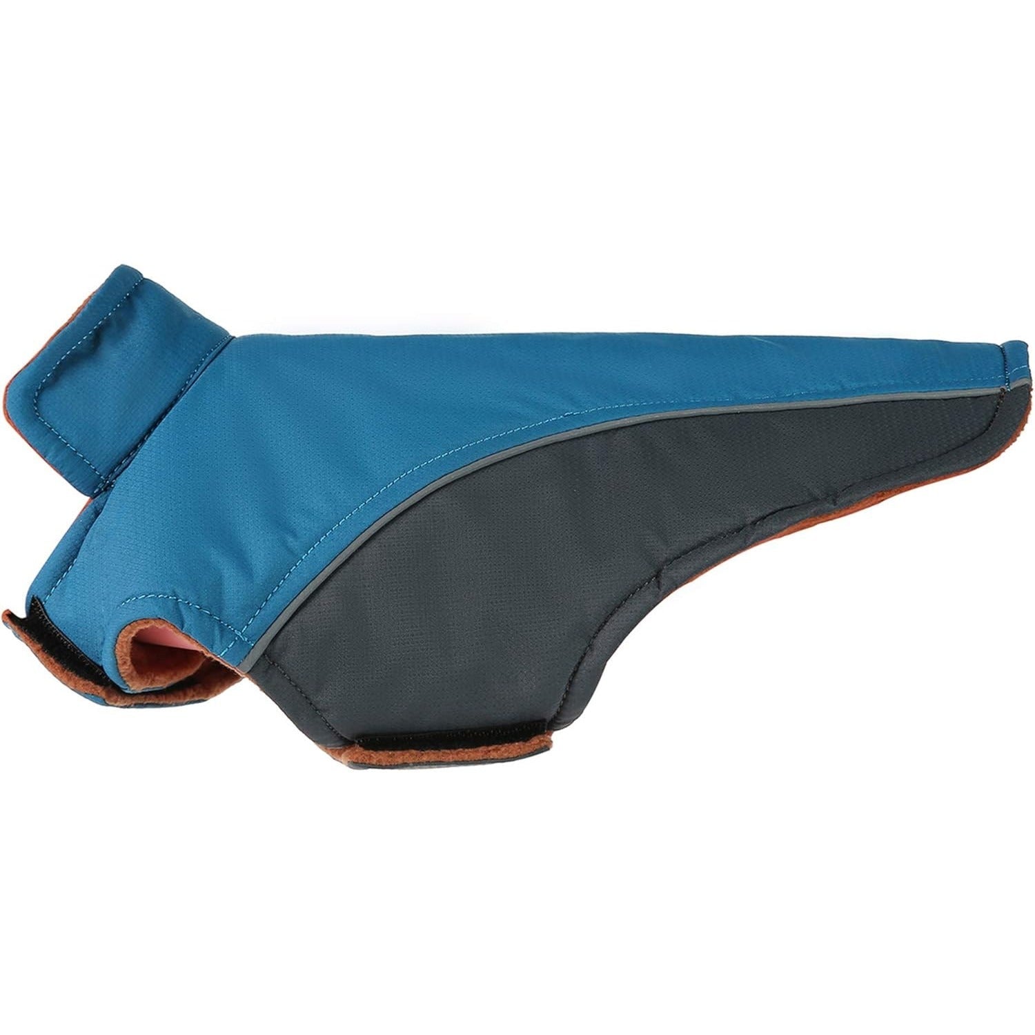 Haina impermeabila pentru caini Mile High Life, XXS, interior fleece, benzi reflectorizante si inchidere velcro, albastru