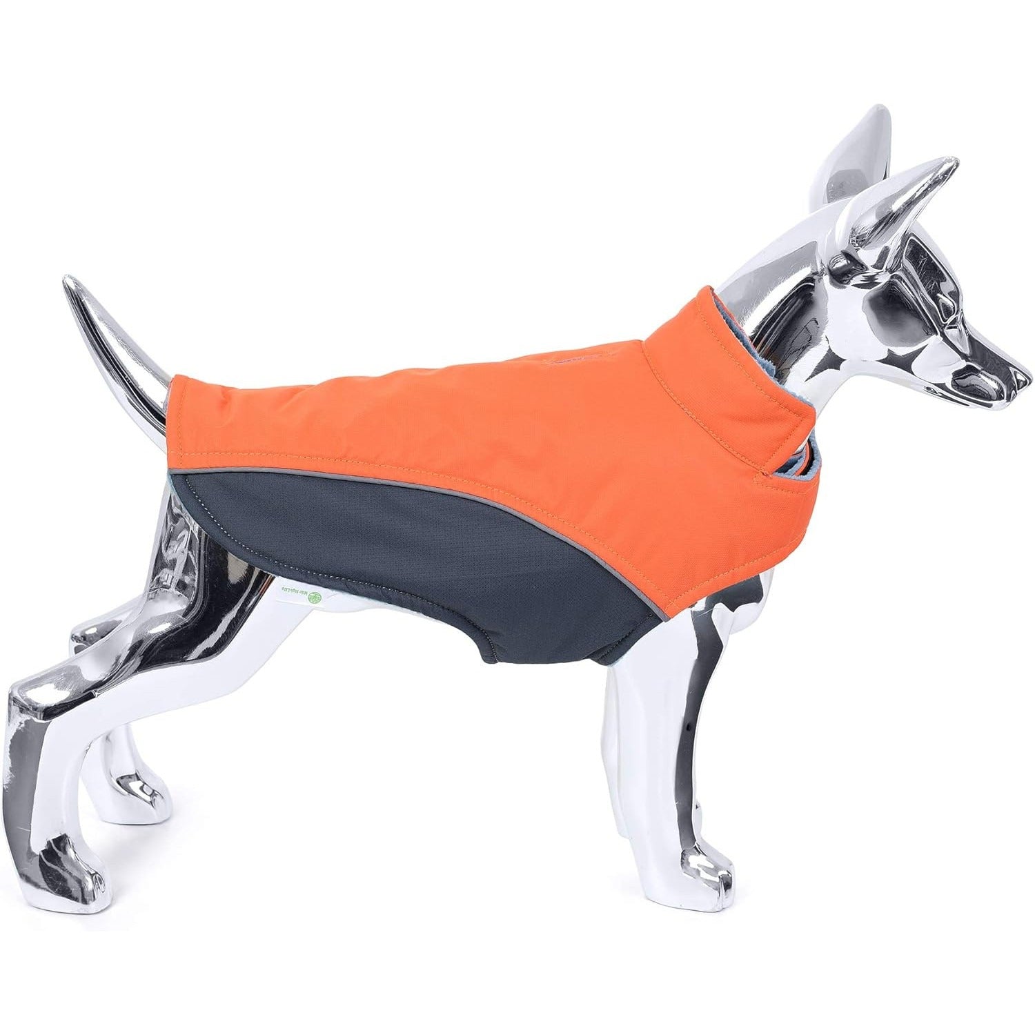 Haina impermeabila pentru caini Mile High Life, XS, interior fleece, benzi reflectorizante si inchidere velcro, portocaliu