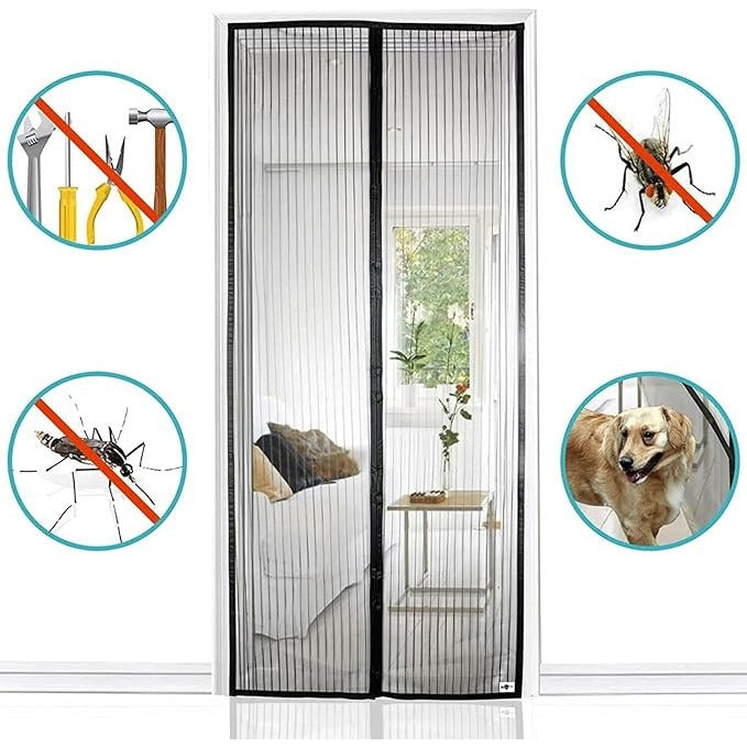 Plasa impotriva insectelor Cranach, poliester, pentru usa, 90x200cm, culoare neagra