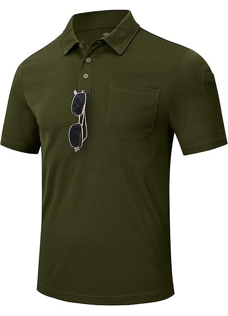 Tricou polo barbati MoFiz, marimea M, maneca scurta, culoare verde inchis