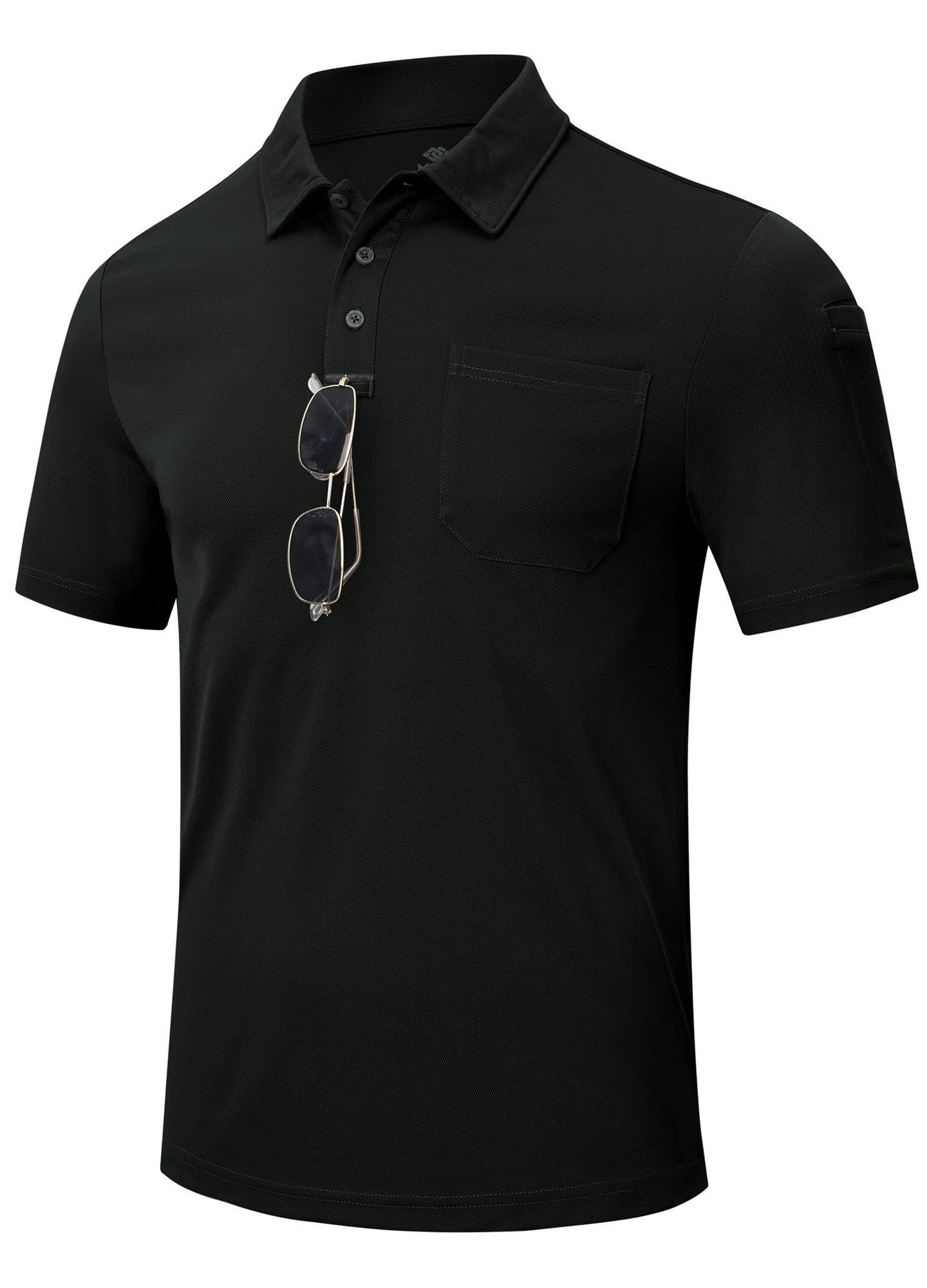 Tricou polo barbati MoFiz, marimea S, poliester, maneca scurta, culoare negru