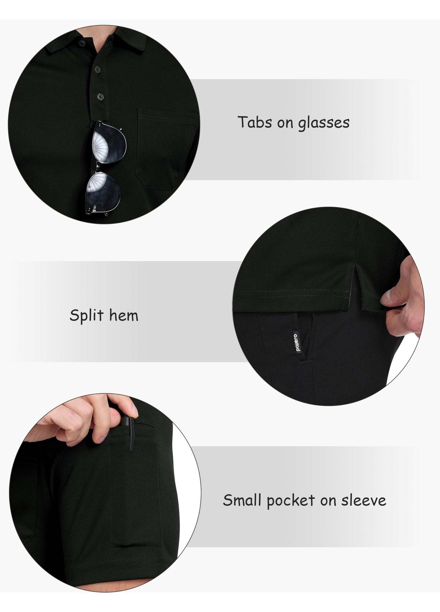 Tricou polo barbati MoFiz, marimea S, poliester, maneca scurta, culoare negru