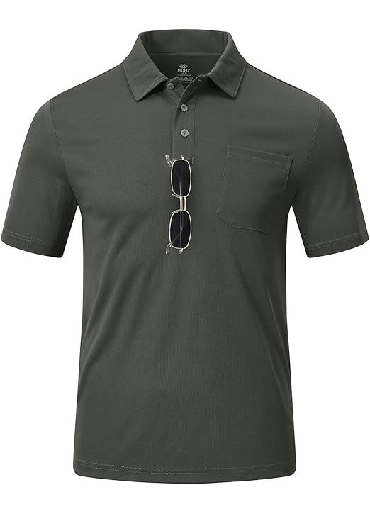 Tricou polo barbati MoFiz, marimea M, poliester, maneca scurta, culoare gri inchis