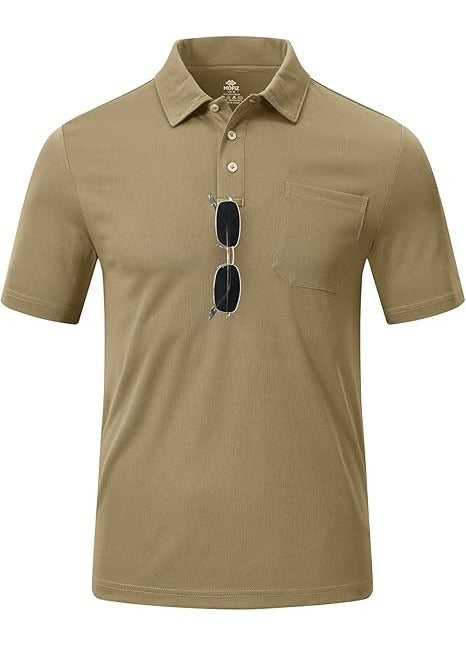 Tricou polo barbati MoFiz, marimea S, poliester, maneca scurta, culoare bej