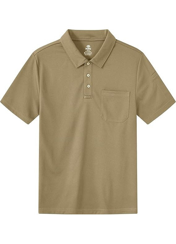 Tricou polo barbati MoFiz, marimea S, poliester, maneca scurta, culoare bej