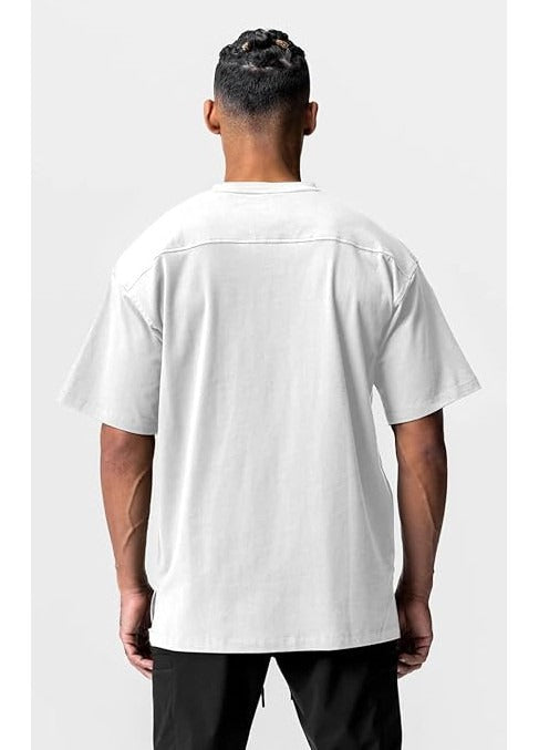 Set tricouri barbati XYKJFIT, marimea M, bumbac, casual, sport, oversized, maneca scurta, culoare alb si negru