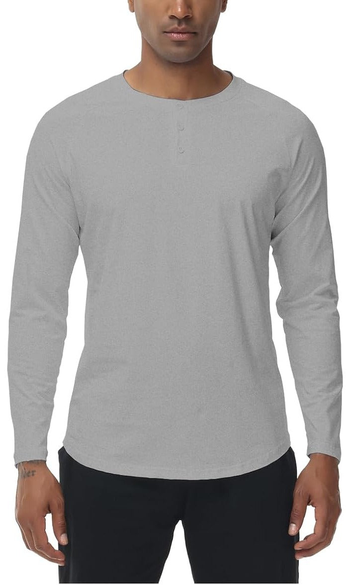 Tricou barbati XYKJFIT, marimea S, bumbac, casual, sport, maneca lunga, culoare gri