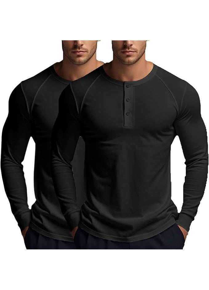 Tricou barbati XYKJFIT, marimea S, bumbac, maneca lunga, slim fit, respirabil, culoare negru