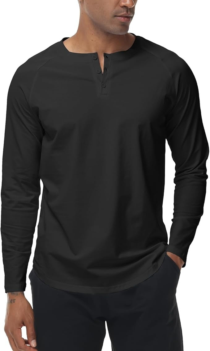 Tricou barbati XYKJFIT, marimea S, bumbac, maneca lunga, slim fit, respirabil, culoare negru