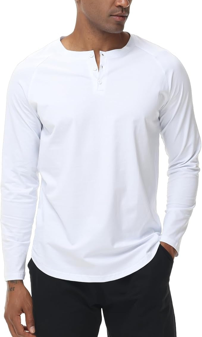 Tricou barbati XYKJFIT, marimea S, bumbac, maneca lunga, slim fit, respirabil, culoare alb