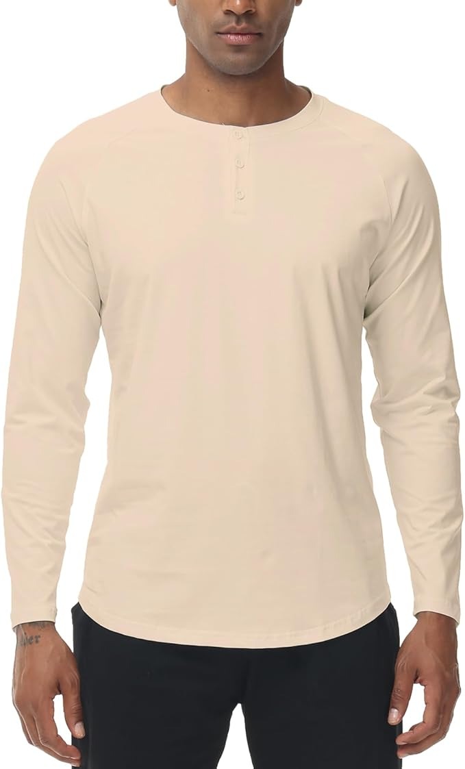 Tricou barbati XYKJFIT, marimea M, bumbac, maneca lunga, slim fit, respirabil, culoare portocaliu deschis