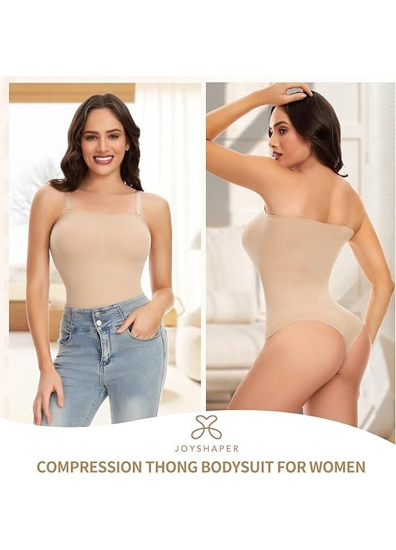 Body modelator dama Joyshaper, marimea S, Nylon, fara bretele, cu tanga, culoare bej