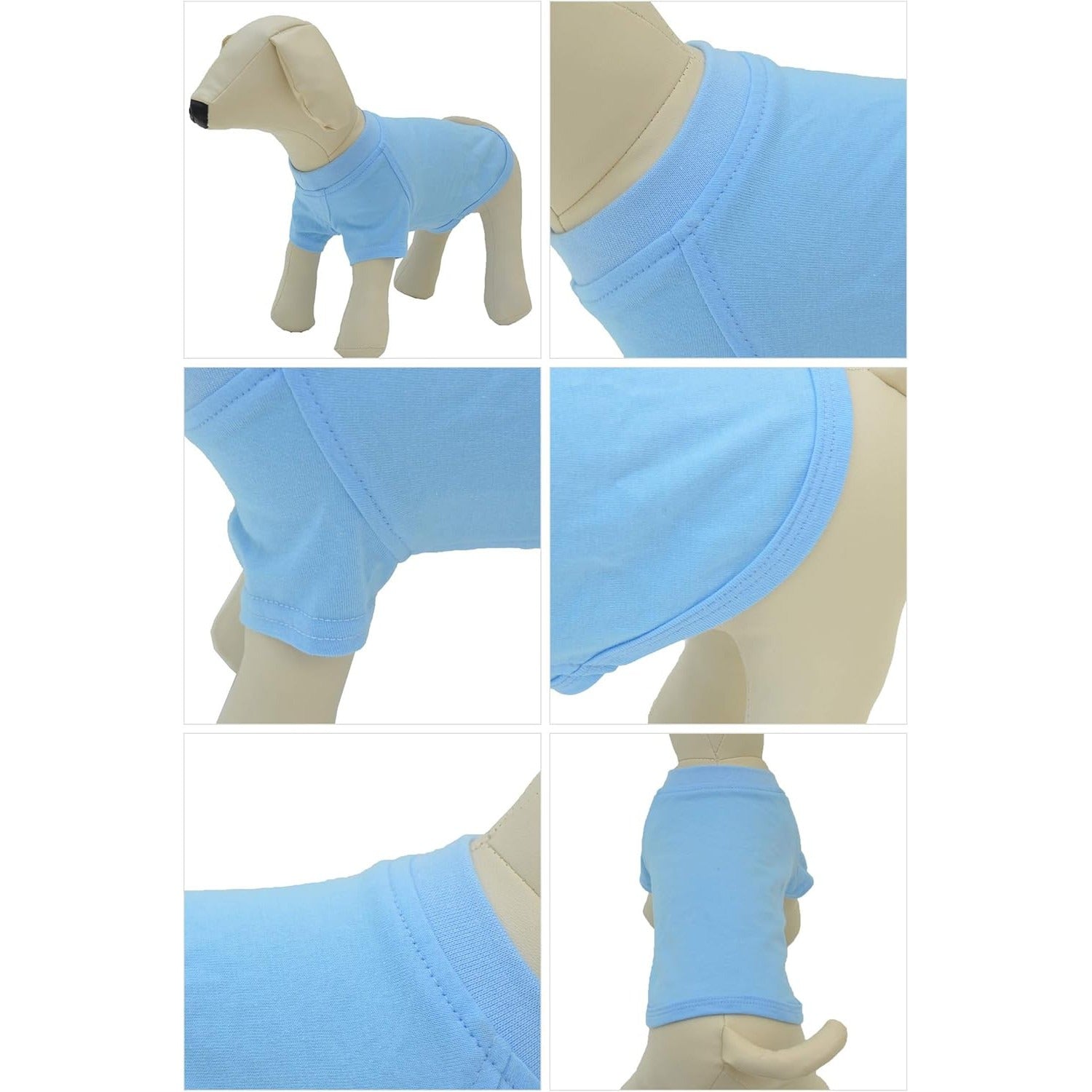 Haina caini Lovelonglong, marimea XXL+, pentru caini de talie medie, basic, bumbac, culoare albastru deschis