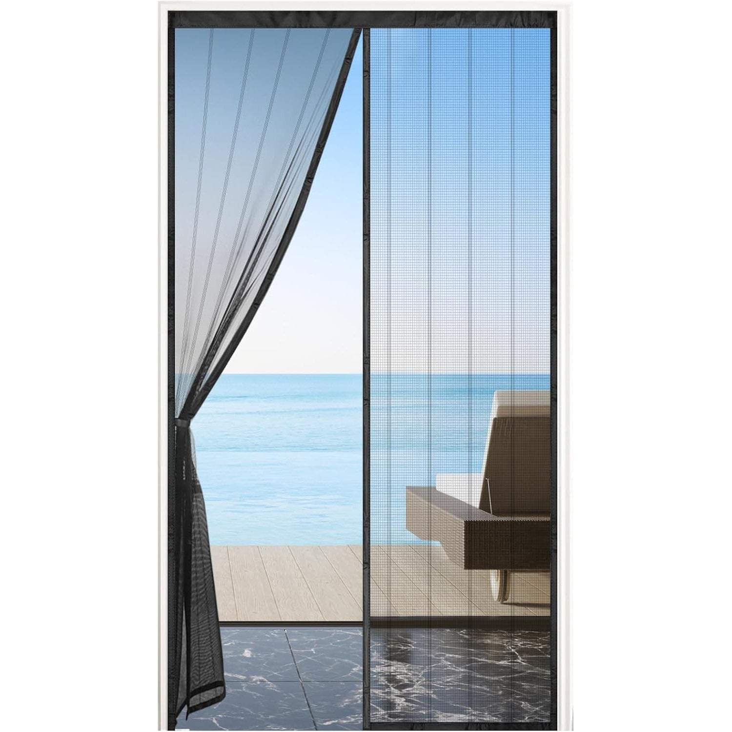 Plasa Magnetica Usa MYCARBON, 120x210 cm, Fibra de Sticla, Inchidere Automata cu Magneti Puternici, Montaj Fara Gauri, Rezistenta si Lavabila, Negru