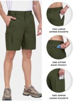 Pantaloni scurti barbati, bumbac, marimea XL, cargo, usori, uscare rapida, 5 buzunare, verde - imagine 5