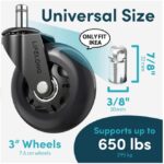 Set 4 Roti pentru Scaun de Birou, diametru 7.6 cm, Potrivite pentru Mochete si Parchet, Durabile, suporta pana la 295kg - imagine 2