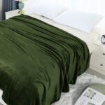 Patura fleece, 200x230cm, microfibra, 330 GSM, usoara si calduroasa, verde - imagine 2