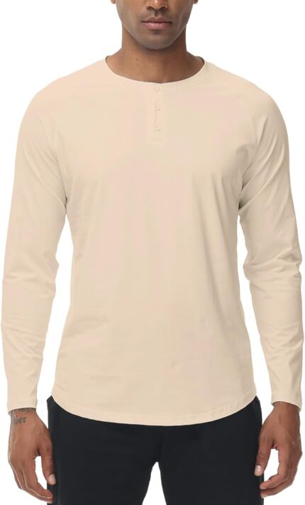 Bluza barbati, marimea M, bumbac, maneca lunga, slim fit, respirabil, portocaliu deschis