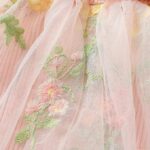Rochita, stil printesa, 12-18 luni, cu broderie florala, roz - imagine 6