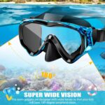 Set Snorkeling pentru copii, masca anti-aburire, vedere panoramica 180°, anti-infiltratii, albastru si negru - imagine 3