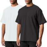 Set tricouri barbati, marimea M, bumbac, casual, sport, oversized, maneca scurta, alb si negru