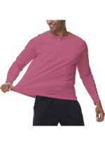 Bluza barbati, marimea L, bumbac, maneca lunga, slim fit, respirabil, roz - imagine 4