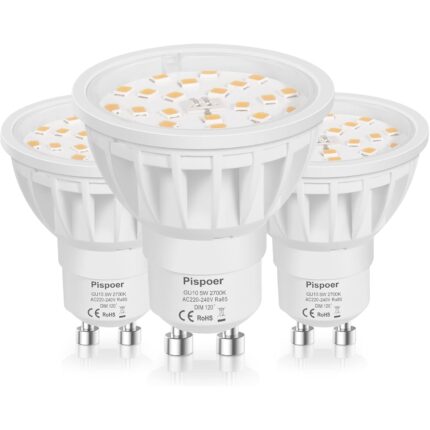 Set 3 Becuri, GU10, Reglabile, 5W, Alb Cald 2700K, 200-240V, 600 Lm, Ra85, Unghi Fascicul 120°