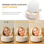 Oglinda makeup, cu Incarcator Wireless si Lumina, Boxa Bluetooth, Suport Telefon, Natur - imagine 4