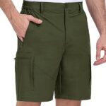 Pantaloni scurti barbati, bumbac, marimea L, cargo, usori, uscare rapida, 5 buzunare, verde
