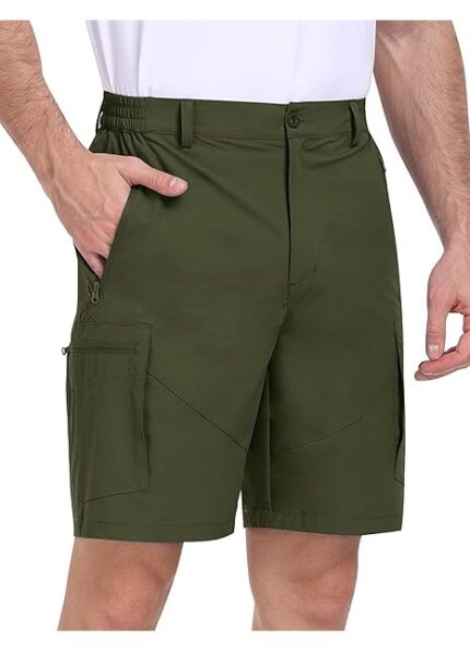 Pantaloni scurti barbati, bumbac, marimea XL, cargo, usori, uscare rapida, 5 buzunare, verde