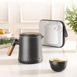 Set de ceai, ceramica, 4 cesti, infuzor, capac, husa transport, portabil, ergonomic, negru - imagine 4