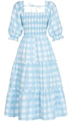 Rochie dama, carouri, alb-albastru, marimea M - imagine 2