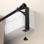 Set de 2 suporturi pentru bara perdea, fara gaurire, metal, ajustabile, negru